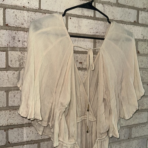 FREE PEOPLE NEREA ROMPER SHORT FLOWY JUMPSUIT Summer Khaki/Beige Size XS - Picture 7 of 15